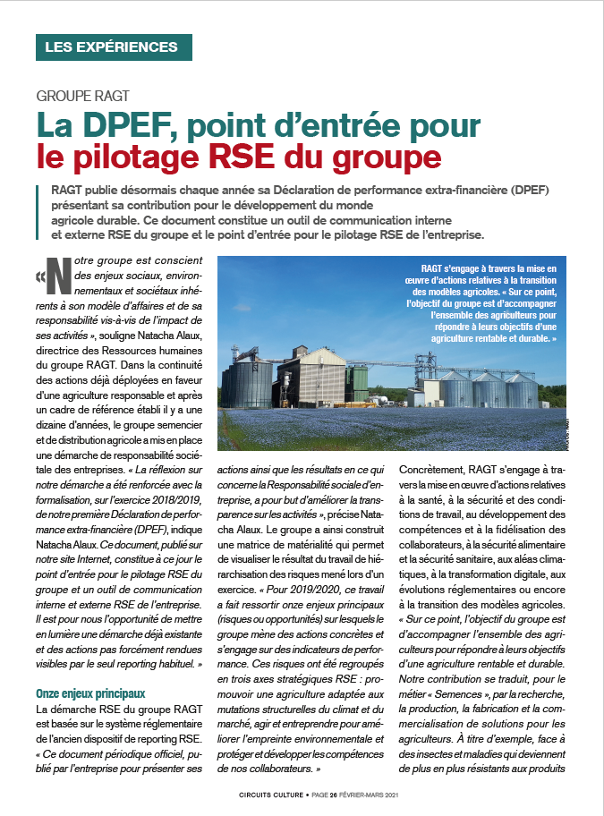 La DPEF, point d'entrée pour le pilotage RSE du groupe